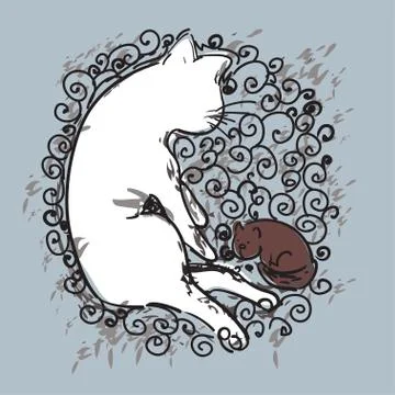 Cat and kitten Stock Illustration