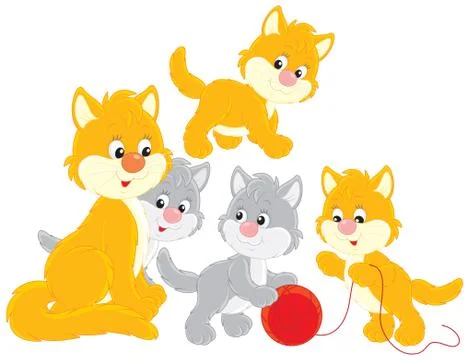 Cat and kittens Stock Illustration