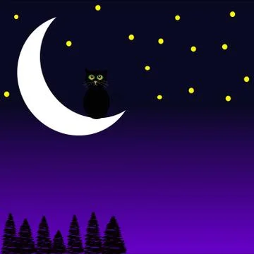 Cat and moon Stock Illustration