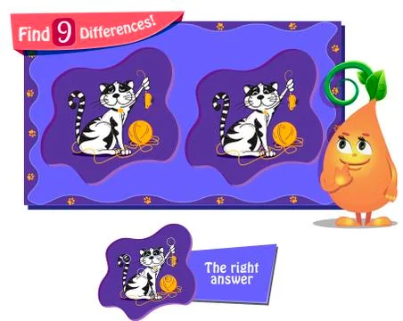Cat and mouse game 9 differences Stock Illustration