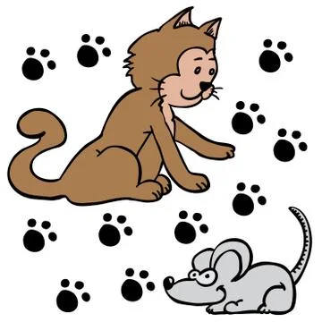 Cat and mouse Stock Illustration