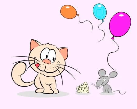Cat and mouse Stock Illustration