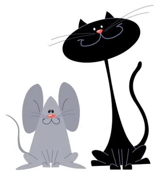 Cat and mouse Illustrazione stock