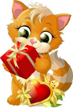 Cat and podarok3 Stock Illustration