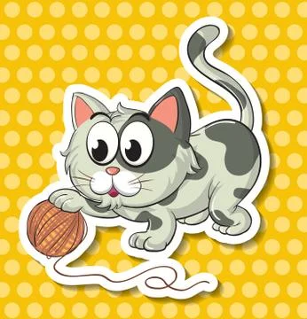 Cat and string Stock Illustration