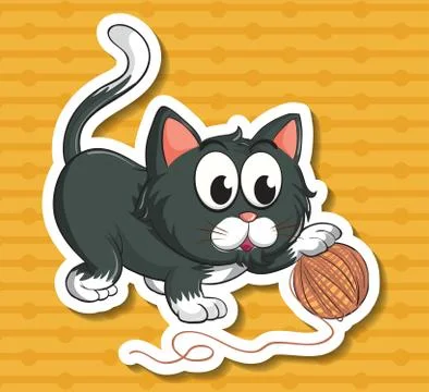 Cat and string Stock Illustration