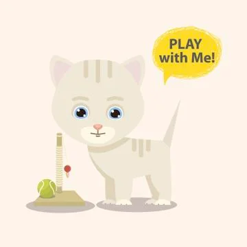 Cat and toy Stock Illustration