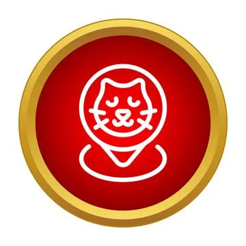 Cat animal pet tracking pointer location map pin icon Stock Illustration