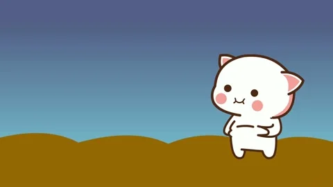 Cat animation. Chubby cat showing his stomach. Stock Footage 137039431