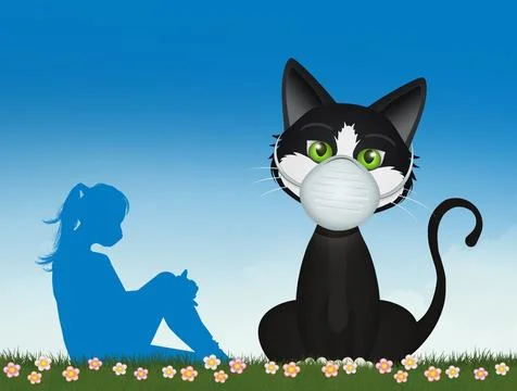 Cat with antivirus mask Stock Illustration