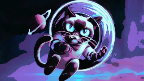 Cat Astronaut In Space Retro Motion Pixel Art Animation Gif Stock Footage 219426441