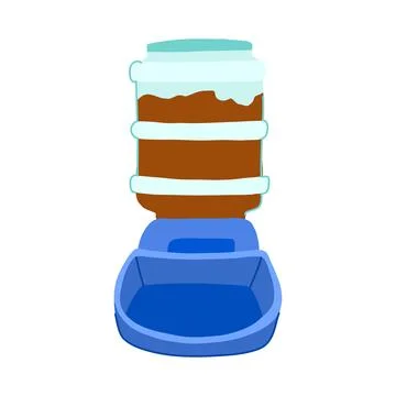 Cat automatic pet feeder cartoon vector illustration Stock Illustration