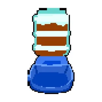 Cat automatic pet feeder pixel art vector illustration Stock Illustration