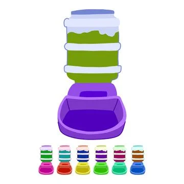 Cat automatic pet feeder vector cartoon graphic Stock Illustration