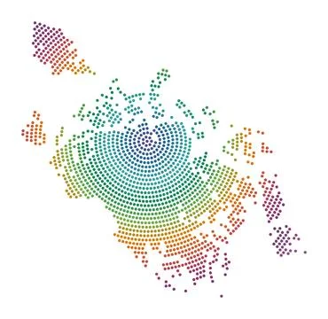 Cat Ba Island dotted map. Digital style shape of Cat Ba Island. Tech icon w.. 스톡 일러스트