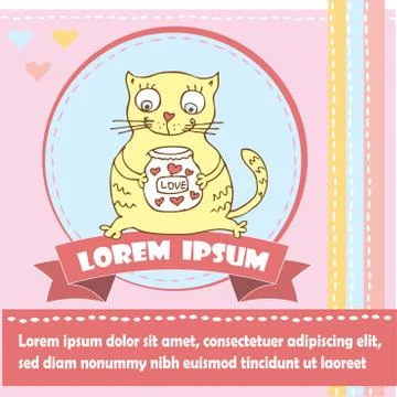 Cat background with space for text, vector Stock Illustration