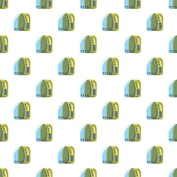 Cat backpack carriers creating seamless travel pattern Stock Illustration