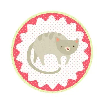 Cat badge emblem Stock Illustration