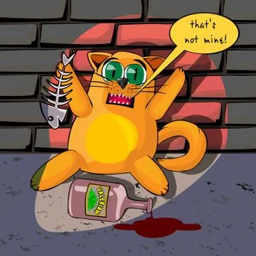 Cat in the basement drinking valerian Stock Illustration