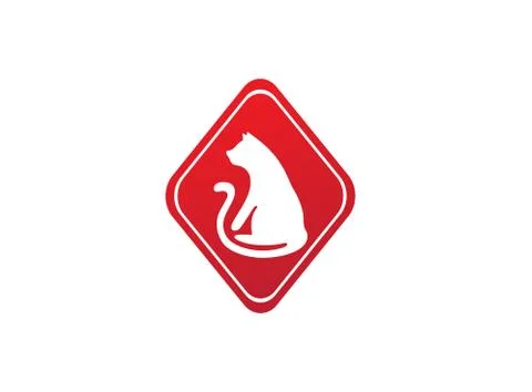 Cat with big tail sitting for logo design illustration in a shape Stock Illustration