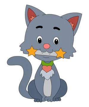 A cat is biting the bone vector illustration Stock Illustration