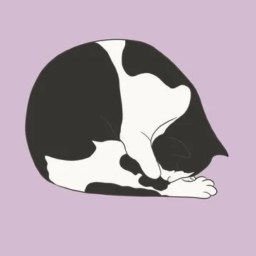 Cat black and white Stock Illustration