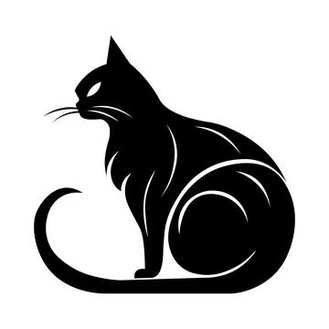Cat black icon on white background Stock Illustration