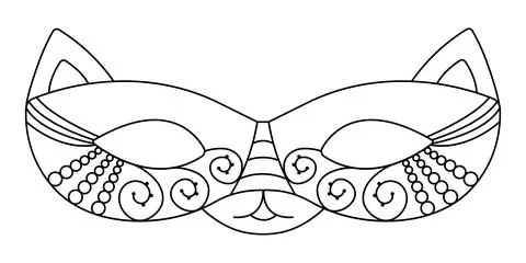 Cat black line masquerade mask Stock Illustration