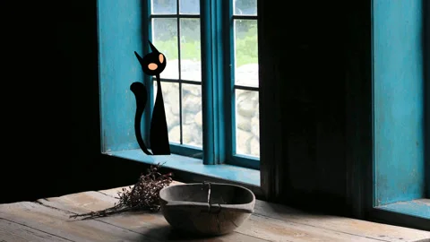 Cat blinking cartoon animated Stockbeeldmateriaal 136090401