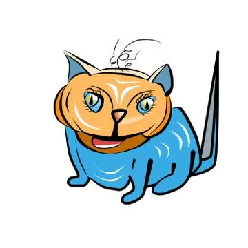 Cat (blue, orange) Stock Illustration