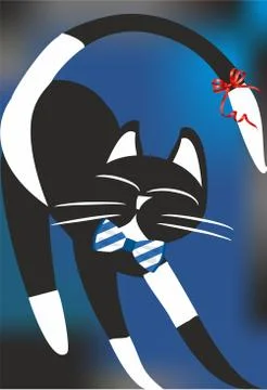 Cat in the bow tie Stock Illustration