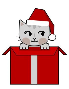 Cat in the box as a christmass present Stock Illustration
