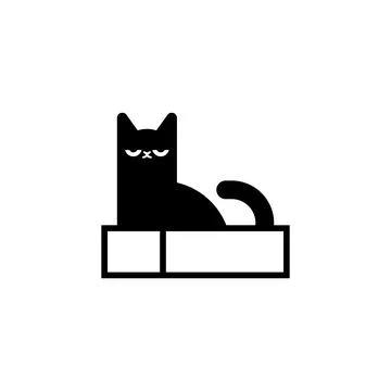 Cat in box icon. pet inside Carton case sign Stock Illustration