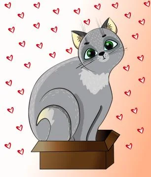 Cat in the box Stock Illustration