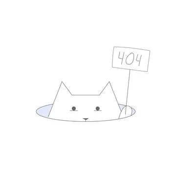 Cat in box. Page or file not found, connection error. Flat outline vector on Stock Illustration