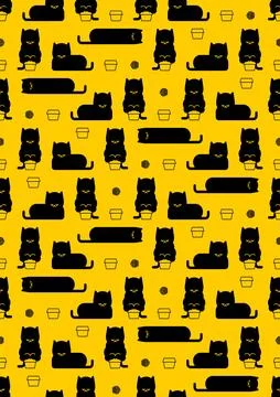 Cat box pattern seamless. Pet Fat cat in small and box background. Baby fab.. Stock Illustration