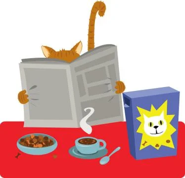 Cat breakfast Stock Illustration