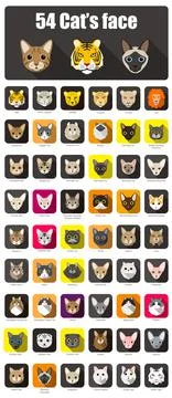 Cat breed face cartoon flat icon design Stock-Illustration