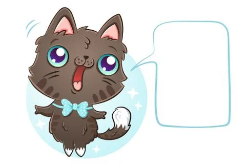 Cat with bubble for text. Stock Illustration