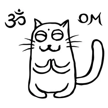 Cat buddhist in harmonous Stock Illustration