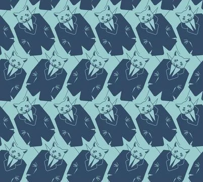 Cat businessman pattern seamless. Pet in business suit background. Animal b.. Stock Illustration