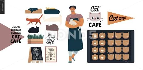 Cat Cafe - Small Business Graphics - Owner, Cats And Cookies