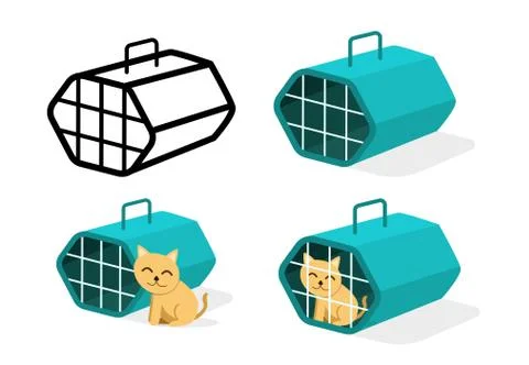 Cat cage icons in flat style, vector art Stock Illustration
