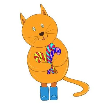 Cat with candy Stock Illustration