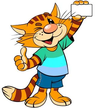 Cat with card. Stock Illustration