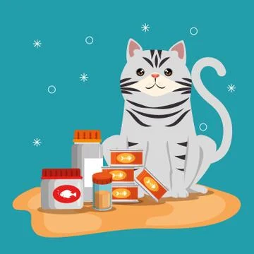 Cat with care elements Stock Illustration