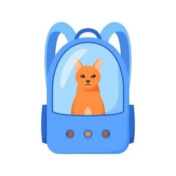 Cat in carrier bag. Backpack with window for traveling with pets or visiting Stock Illustration