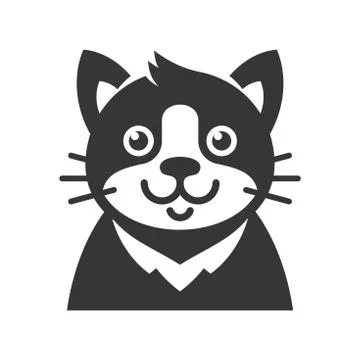 Cat Cartoon Face Icon. Vector Stock Illustration