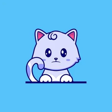 Cat cartoon vector icon, Cute and happy cat vector illustration isolated Stock Illustration
