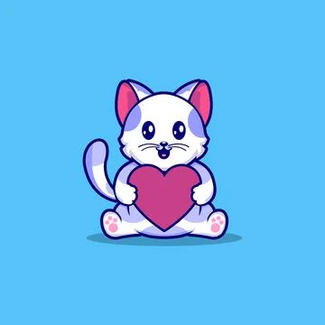 Cat cartoon vector icon, Cute and happy cat vector illustration isolated Stock Illustration